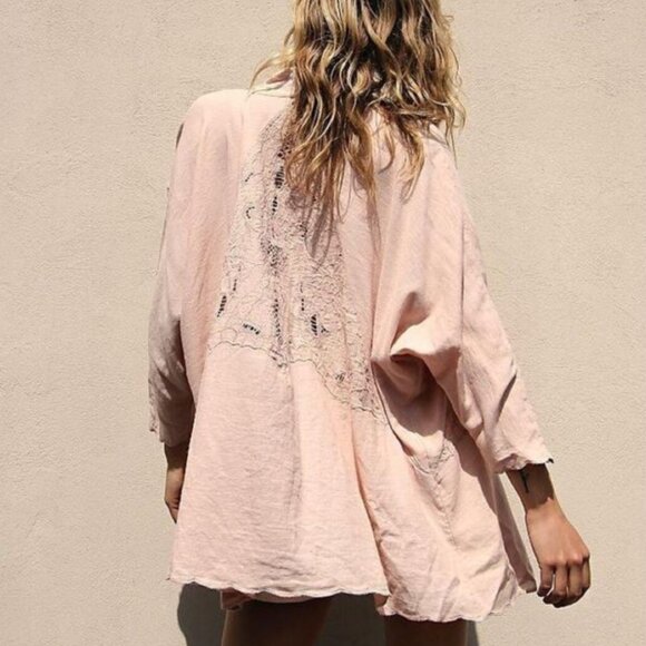 Free People Cool Nights Cardigan Conch Pink M - Picture 2 of 3